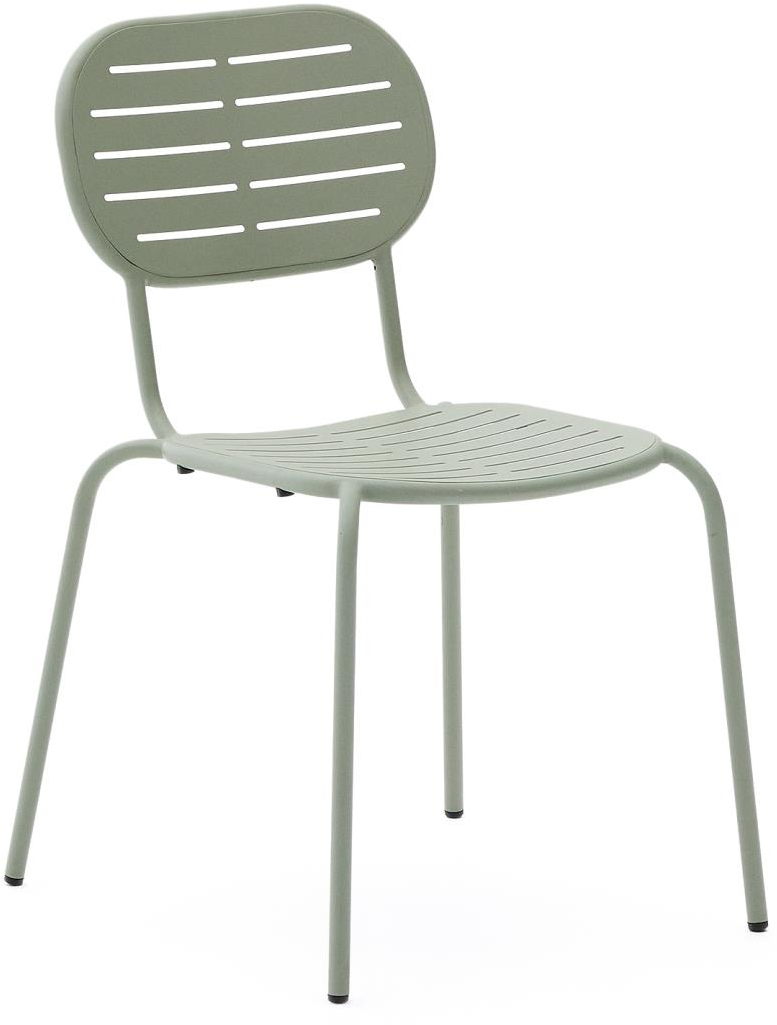 Udendørs Stabelbar Have- Og Spisebordsstol Kave Home Brai Lysegrøn   Galvaniseret Stål H81xb53xd60 Cm