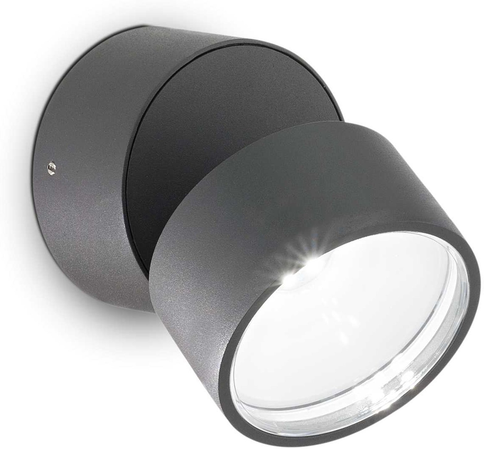 Udendørs Væglampe Ideal Lux Omega Round Antracit ø9 Cm Ip54 Led 7w 650 Lm