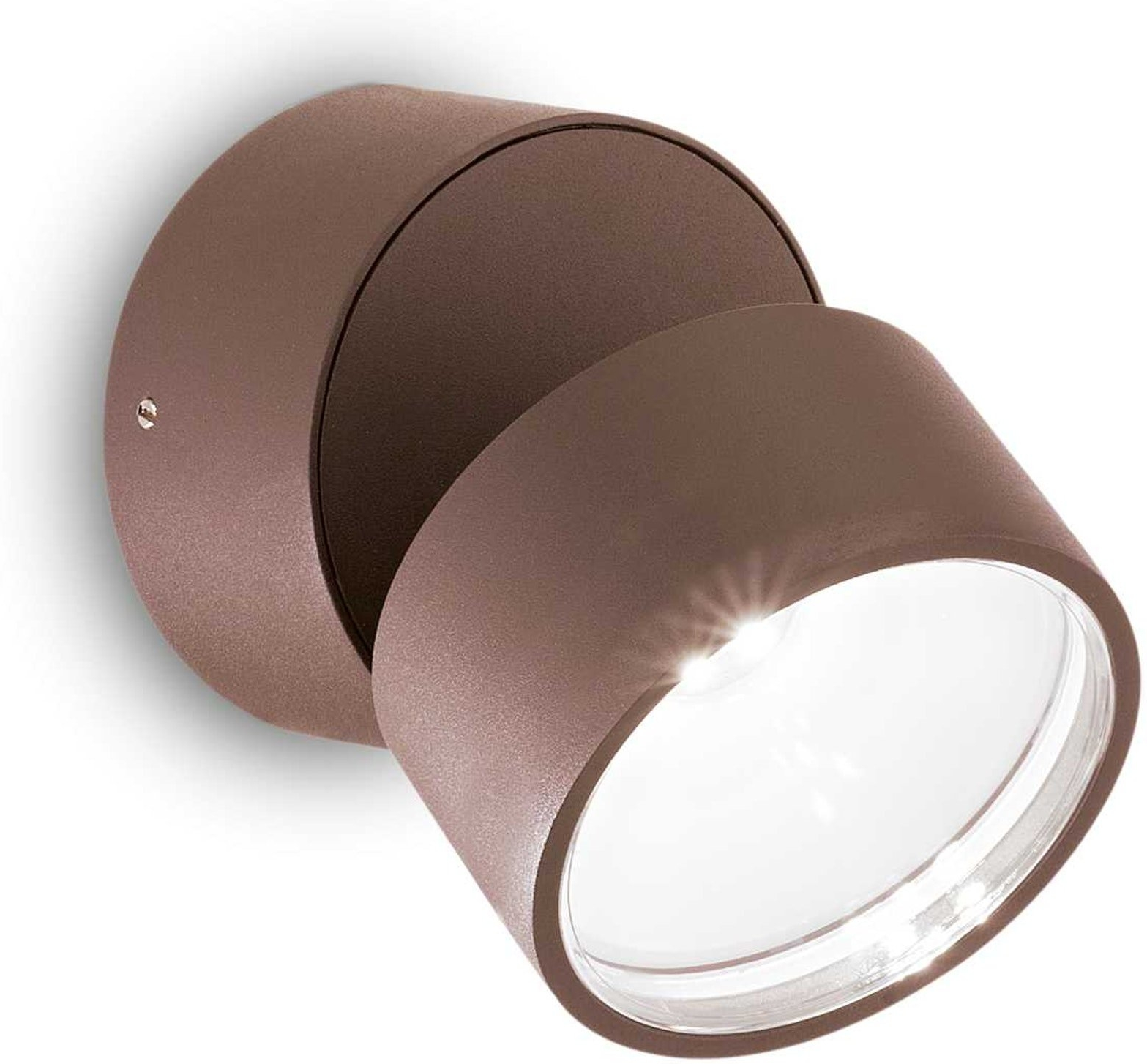 Udendørs Væglampe Ideal Lux Omega Round  Kaffefarvet  Led 7w 650lm 4000k  Ip54  ø9xh3 Cm