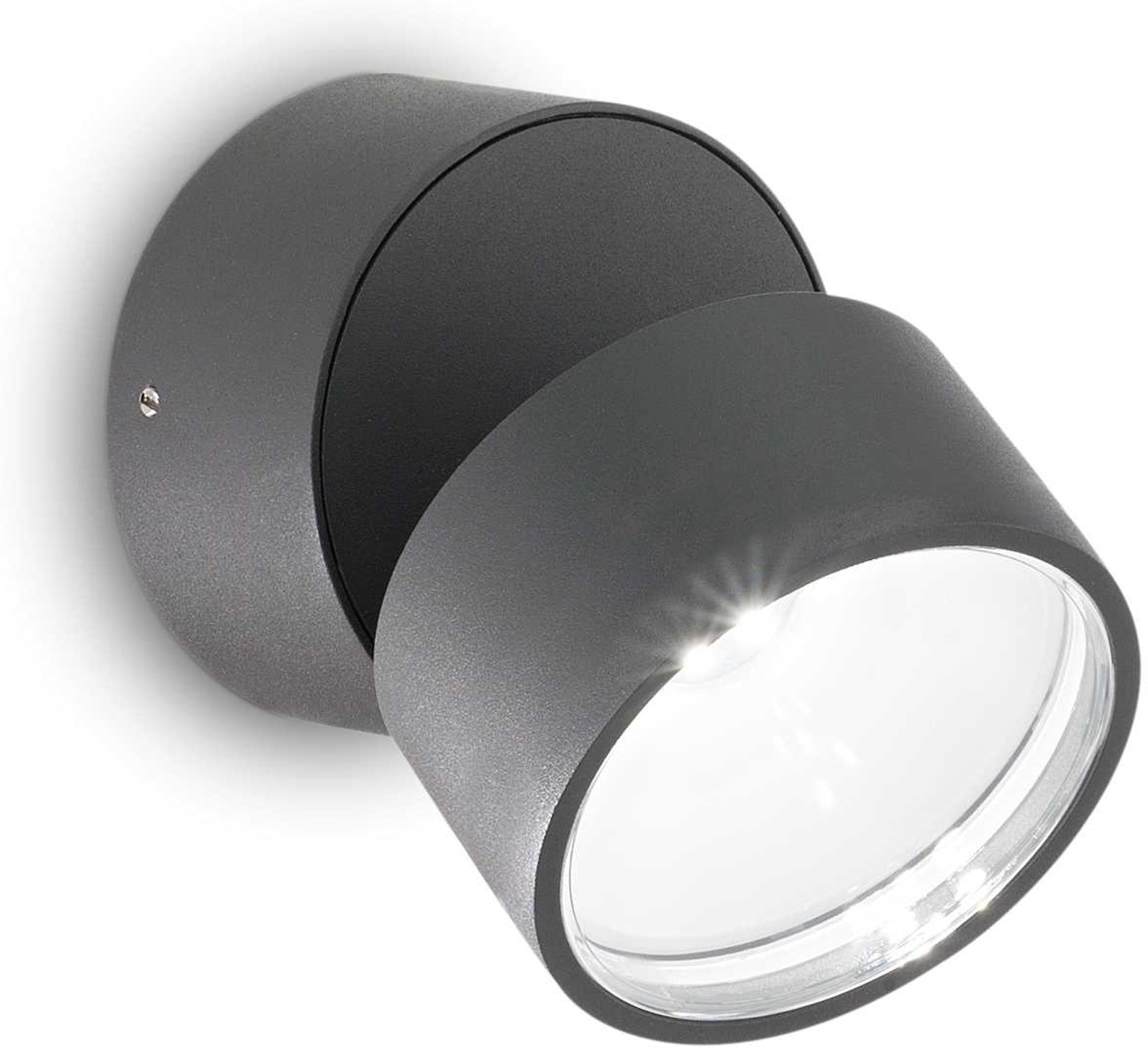 Udendørs Væglampe Ideal Lux Omega Round Led Antracit Ip54 ø9x8   Cm 610 Lm 3000k
