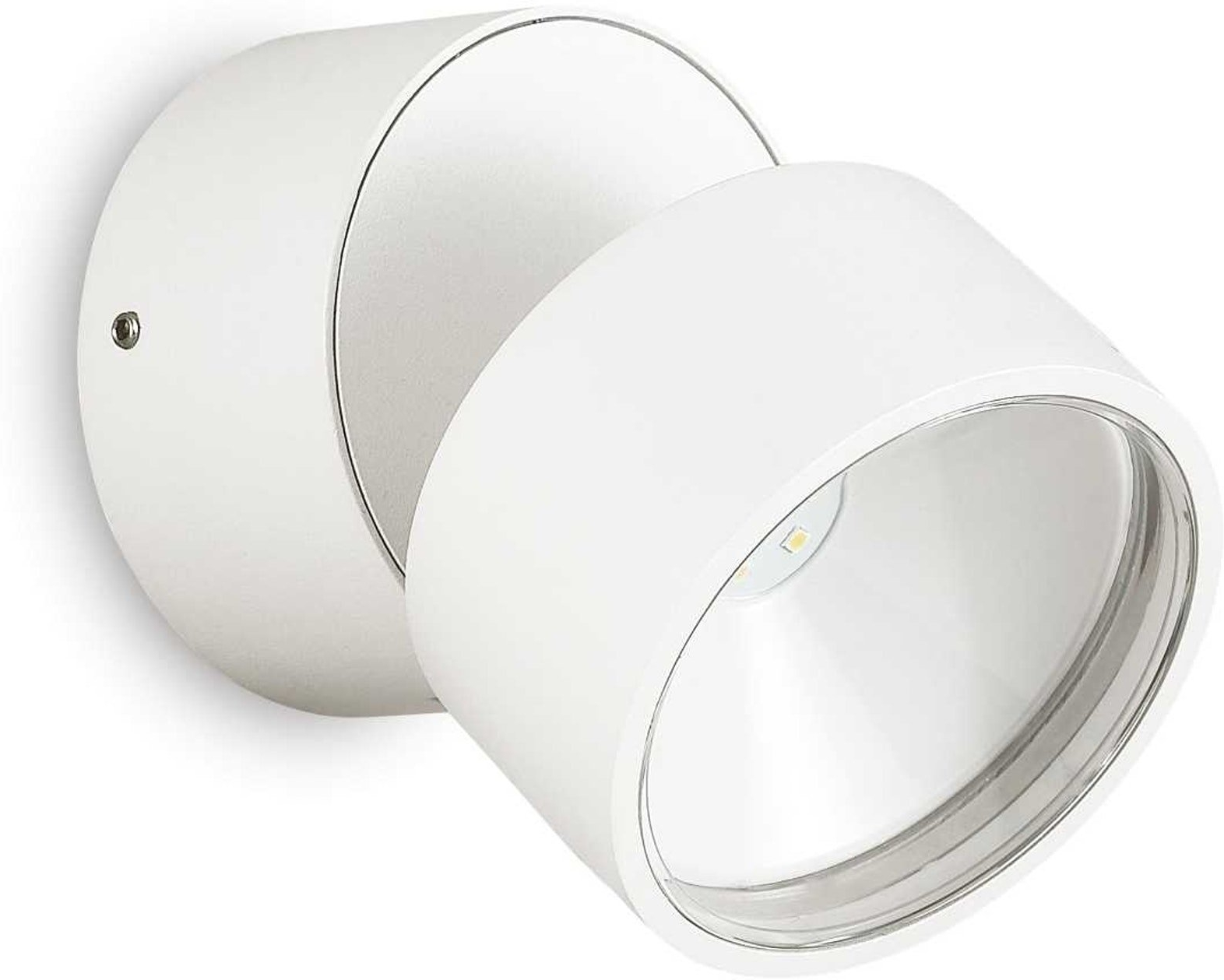 Udendørs Væglampe Ideal Lux Omega Round Led Hvid Ip54 ø9xh3 Cm 7w 650 Lm Metal Glas