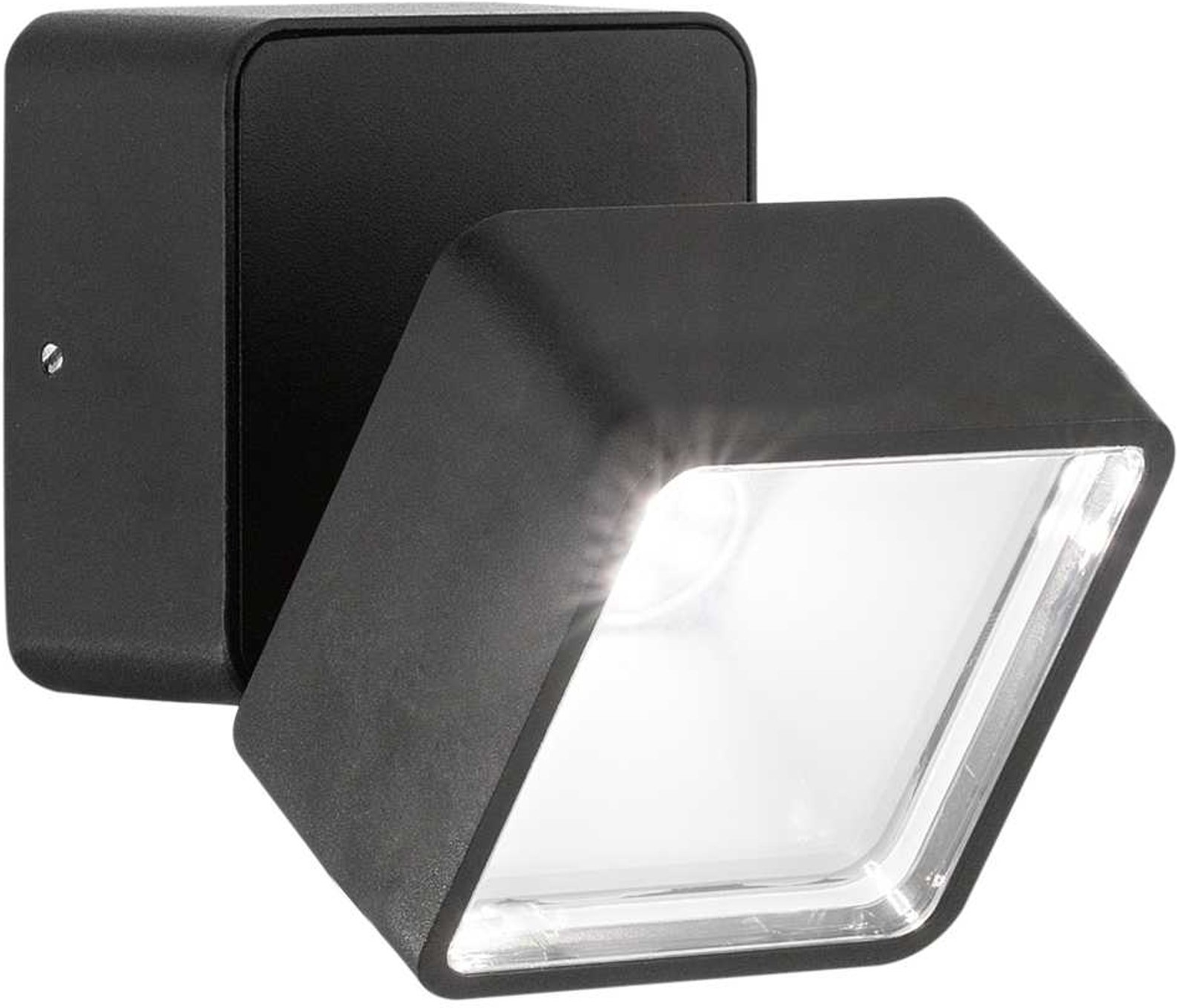Udendørs Væglampe Ideal Lux Omega Square 7w Led 650 Lm Ip54 Sort Kompakt 9x9x8   Cm
