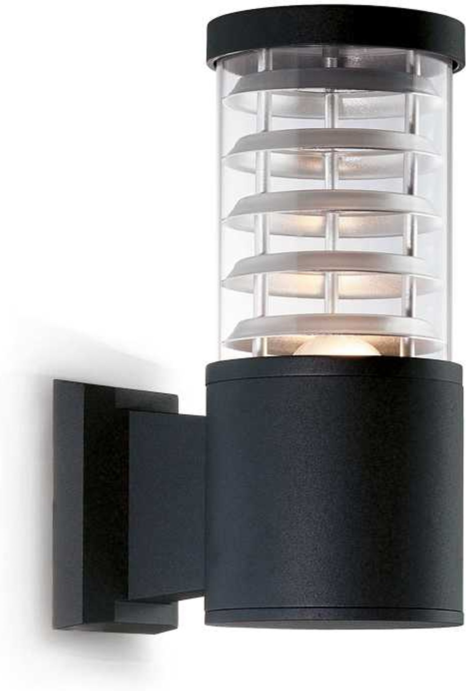 Udendørs Væglampe Ideal Lux Tronco Med Pyrex Glas Sort Alu Metal Ip44