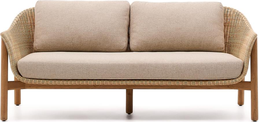 Udendørs  -personers Loungesofa Kave Home Galea   Teak   Syntetisk Rattan Beige Vejrbestandig