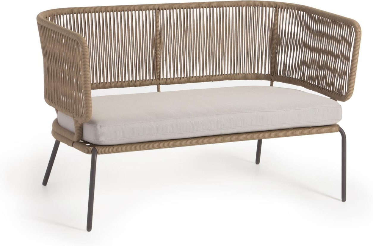 Udendørs  -personers Loungesofa Kave Home Nadin Galvaniseret Stål Og Håndvævet Snor Beige