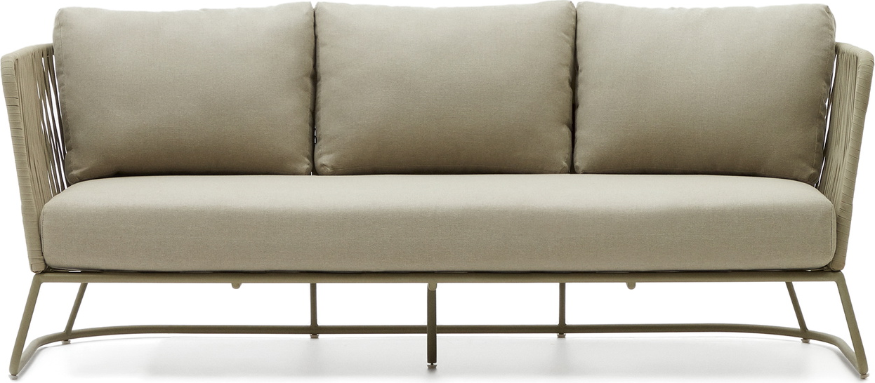 Elegant 3-personers udendørs sofa i grøn stål fra Kave Home