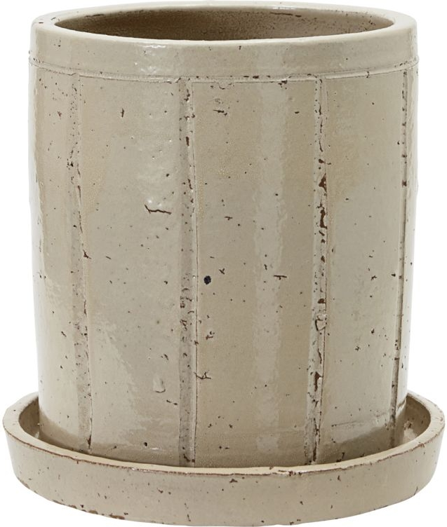 Urtepotte Med Underskål House Doctor Julian Beige Stentøj ø22ã H24 Cm