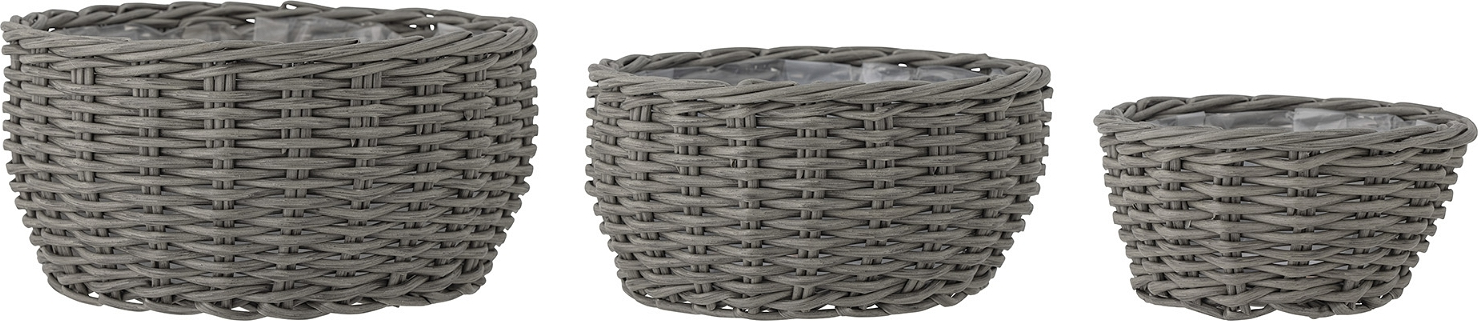 Urtepotteskjuler Bloomingville Fioria Polyrattan Grå ø50 H22 Cm Til Indendørs Og Udendørs Brug
