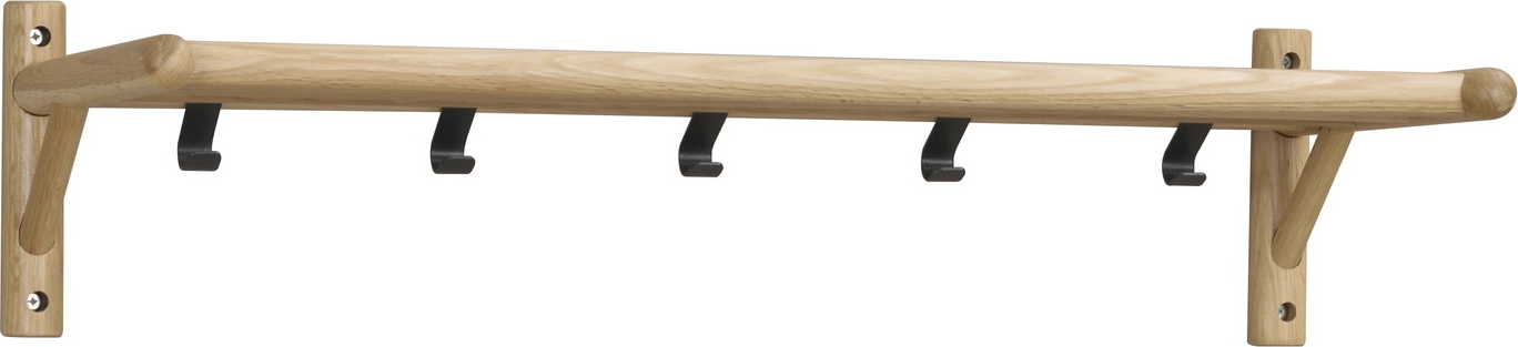 Væghængt Hattehylde Rowico Milford   Massivt Egetræ Og Sort Metal H19ã B80ã D33 Cm