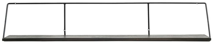 Elegant Væghylde i Sortbejdset Mangotræ og Jern 130 cm