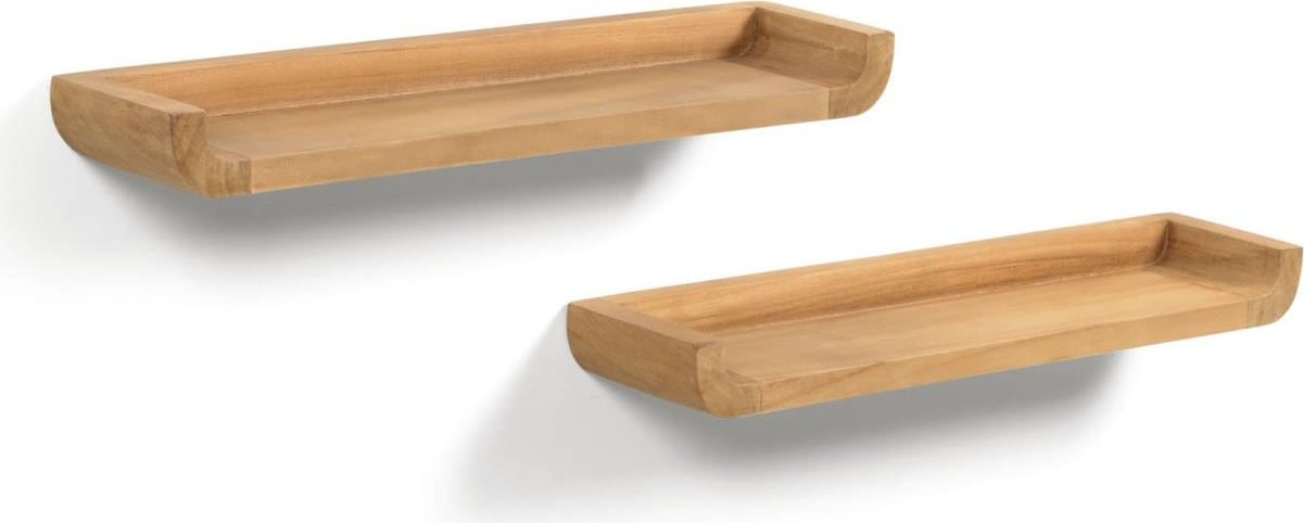 Væghylde Kave Home Shamel 50x12x5 Cm   Massivt Teaktræ Fugtbestandig Opbevaringshylde Asiatisk Inspireret Design
