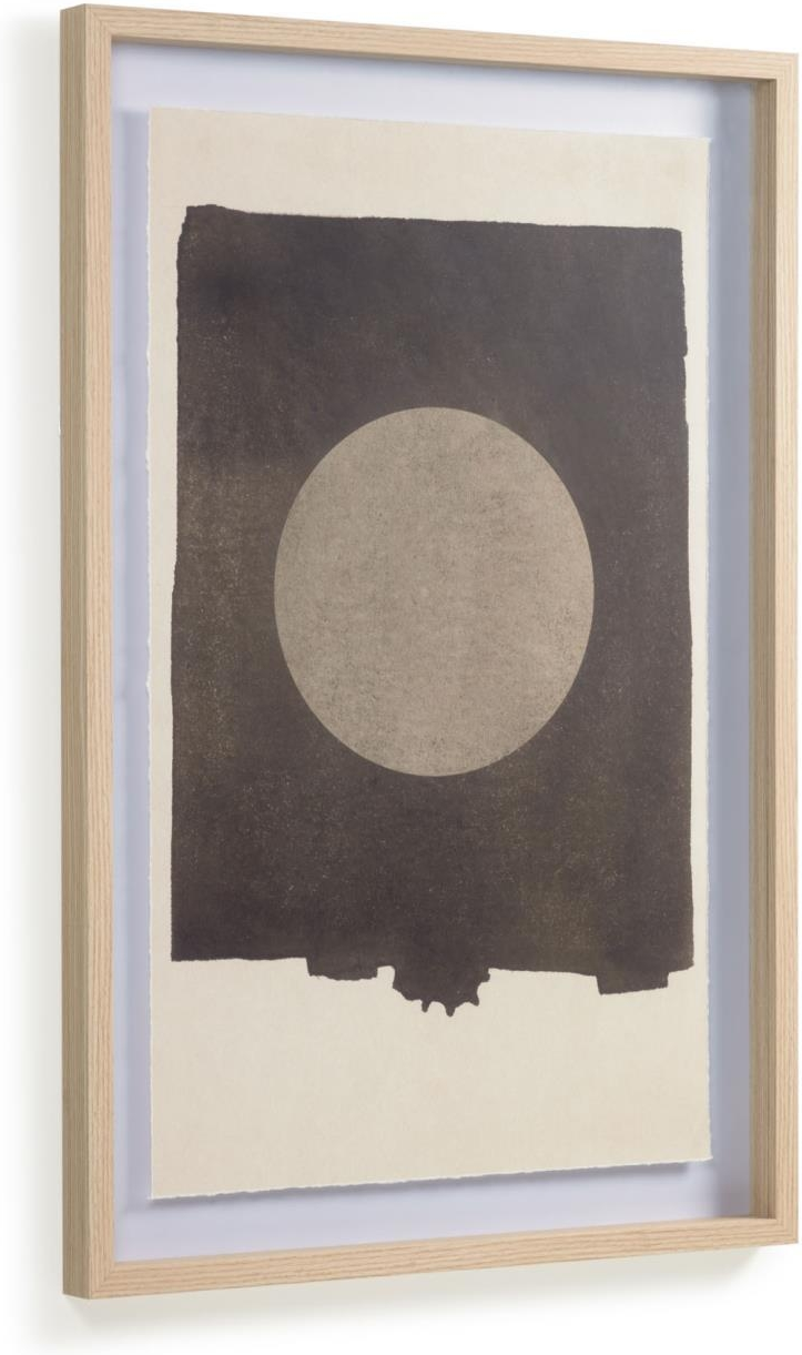 Vægkunst   Træramme Kave Home Naira 90x60 Cm Abstrakt Lærredsbillede   Jordfarver