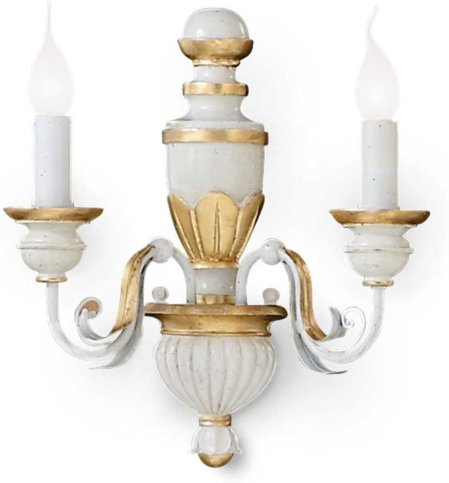 Væglampe Ideal Lux Firenze Hvid Harpiks   Metal Med Bladguld Antik Effekt E14-sokkel