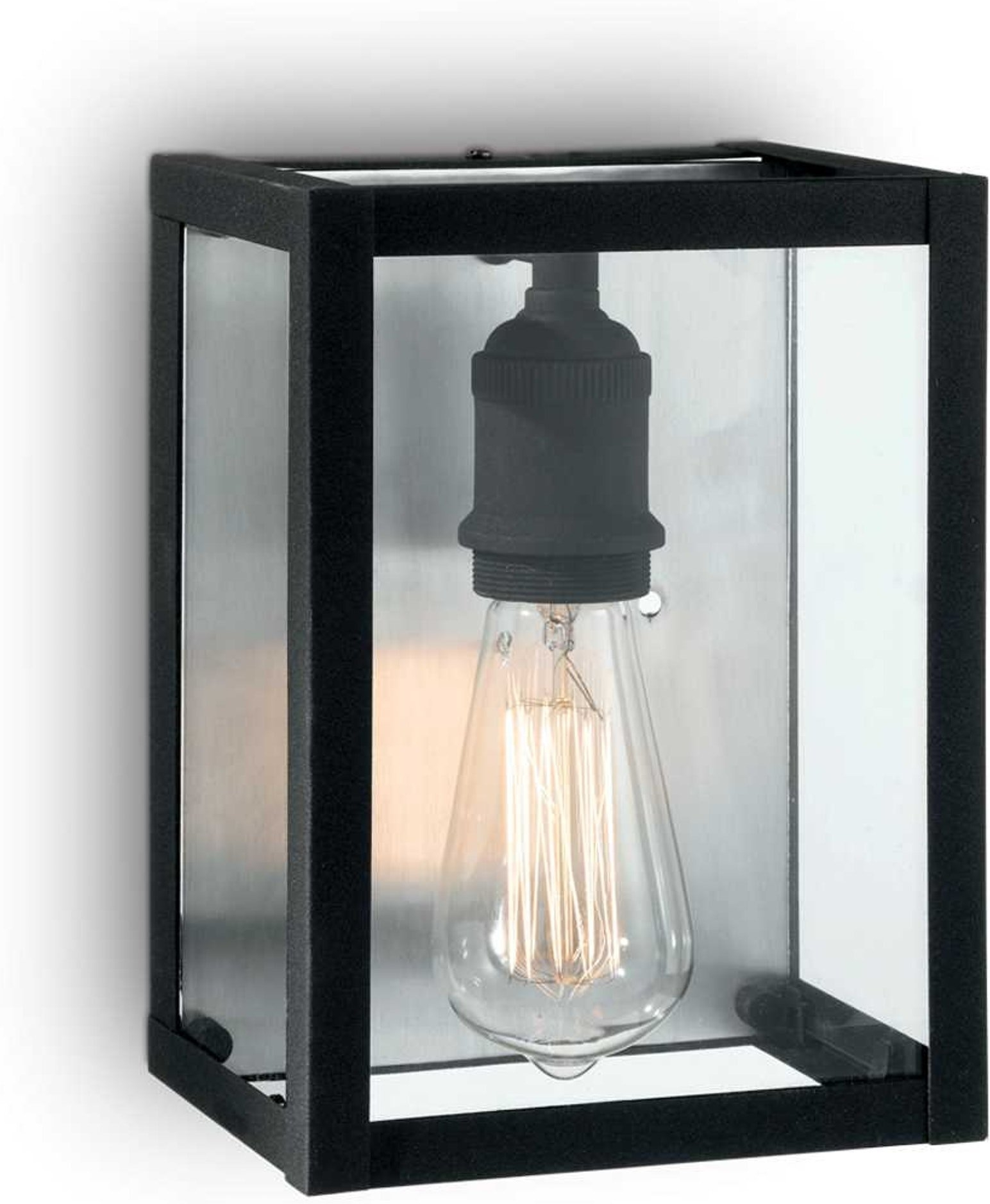 Væglampe Ideal Lux Igor i Matsort Metal med Glasplade