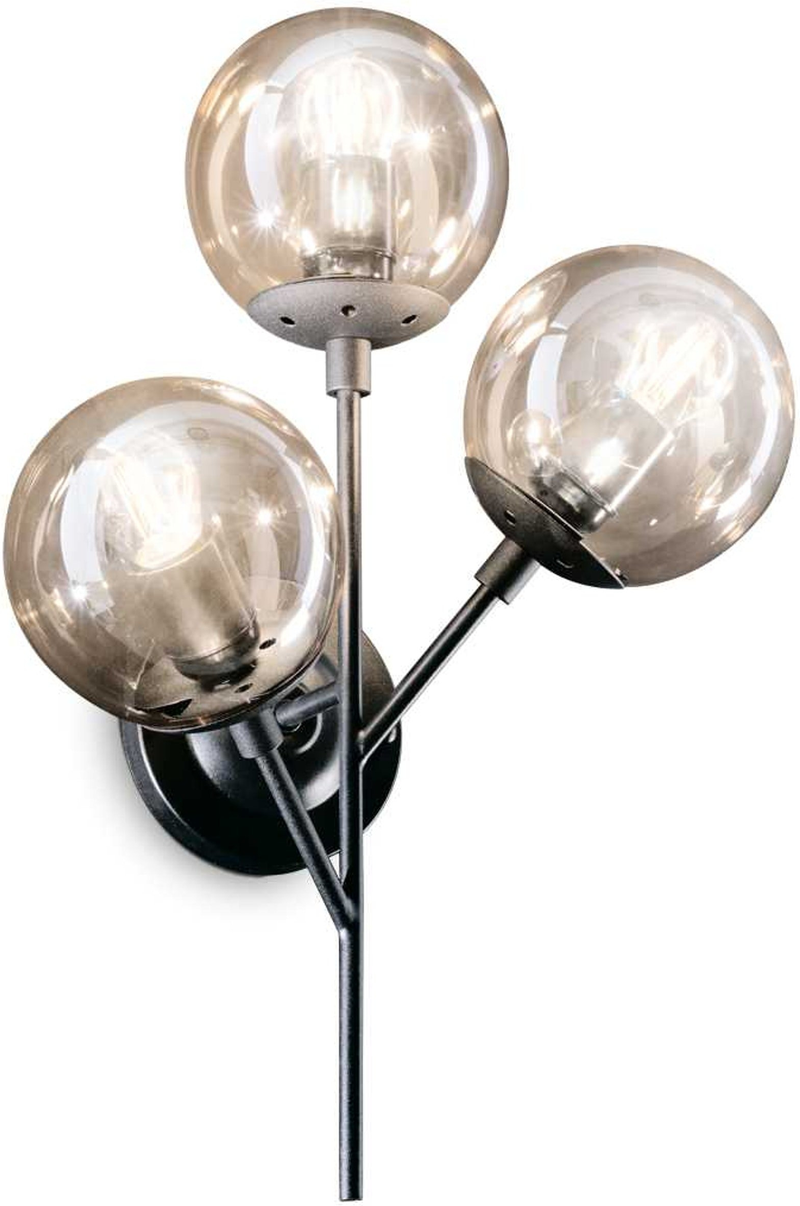 Væglampe Ideal Lux Kepler i Matsort Metal med Amberglas