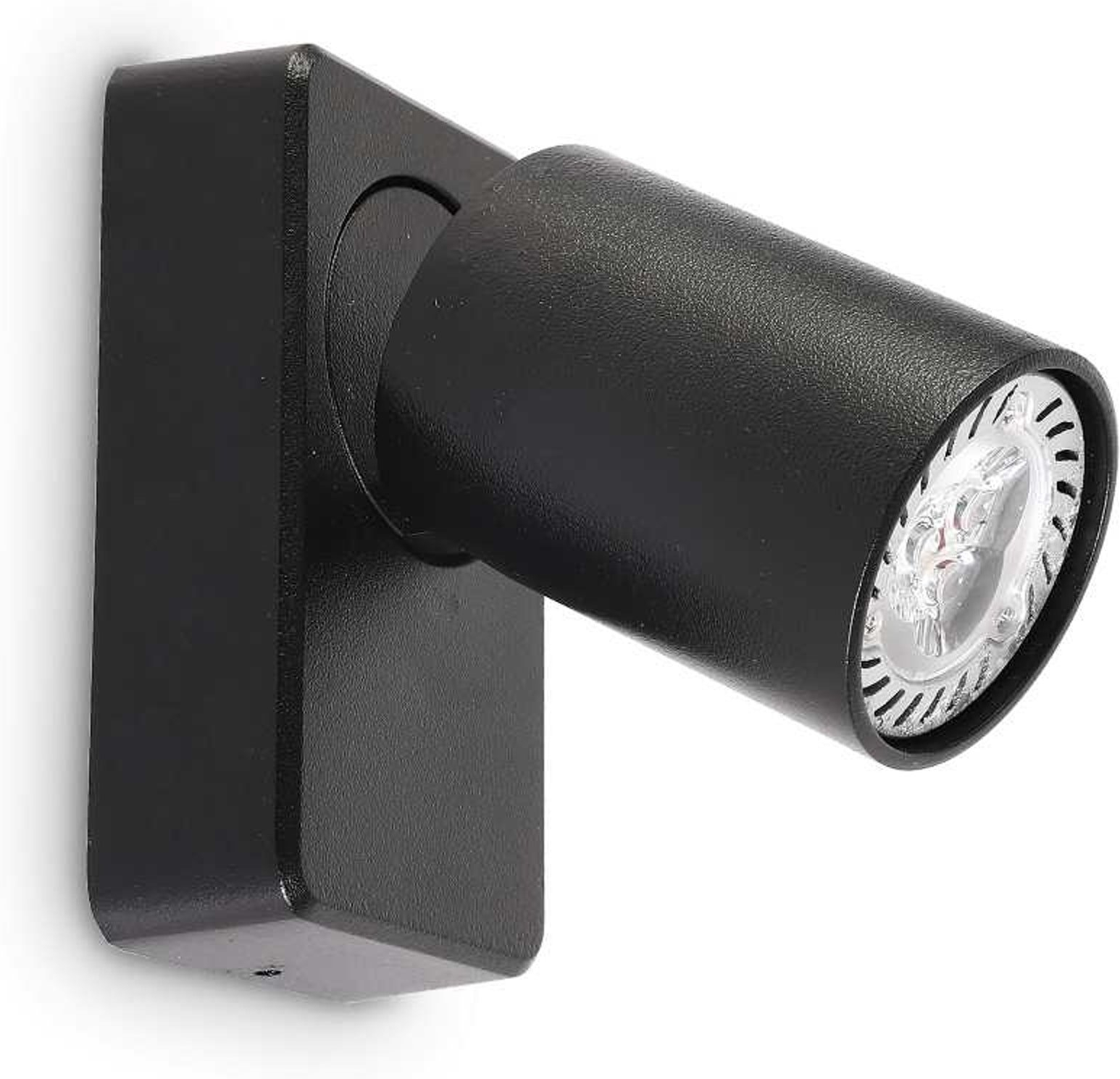 Væglampe Ideal Lux Rudy Sort Metal Med Justerbar Diffusor ø5   H12   Cm Inkl  Gu10 Led-pære
