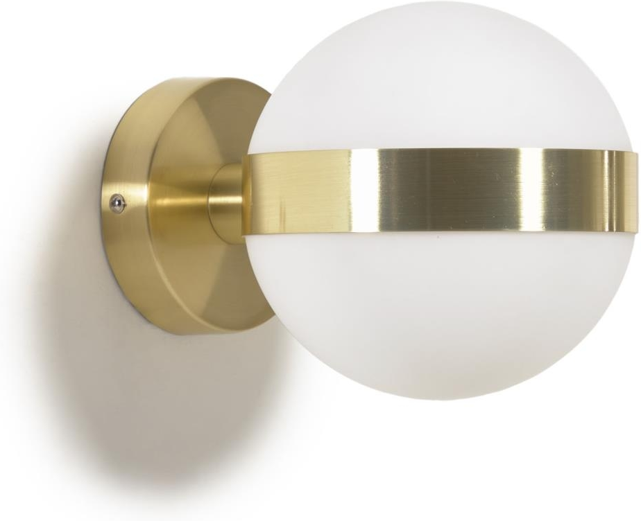 Væglampe Kave Home Anasol   Guld Metal Glas Med Matteret Glaskugle  Til G9 Led-pære  15 5x15 5x20 Cm