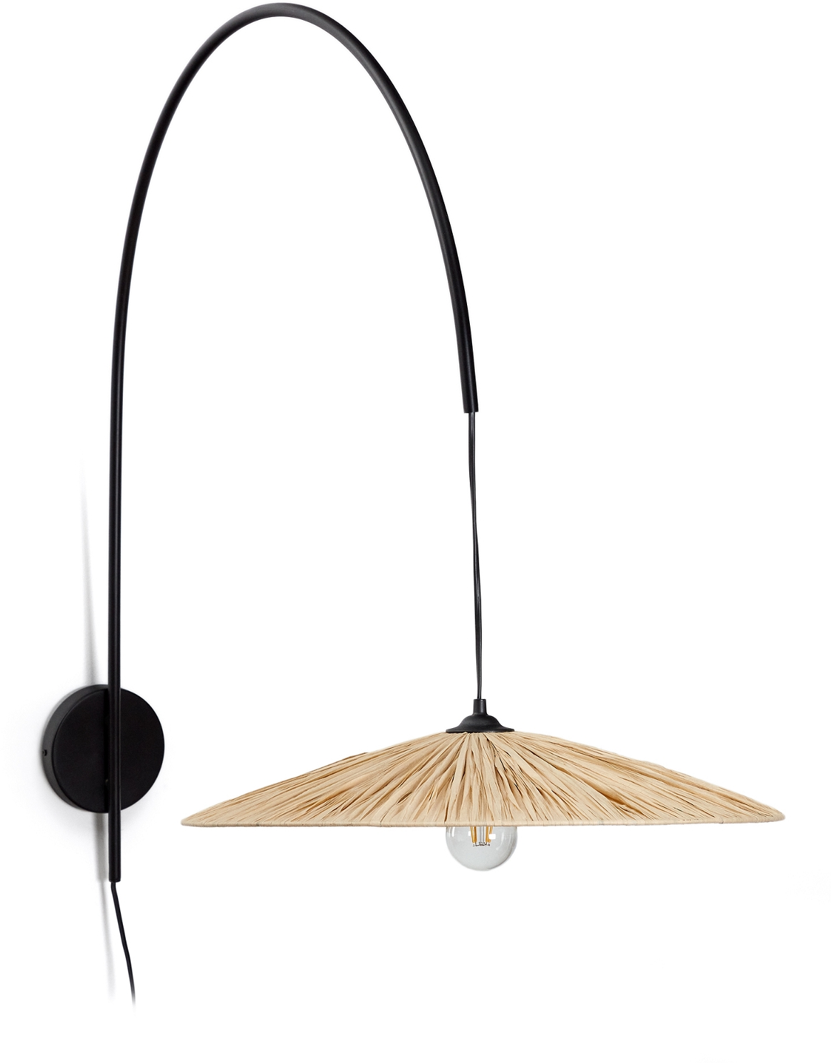 Væglampe Kave Home Rosella   Håndvævet Raffia Og Jern Rustik Kolonial H98   B50   L98 Cm