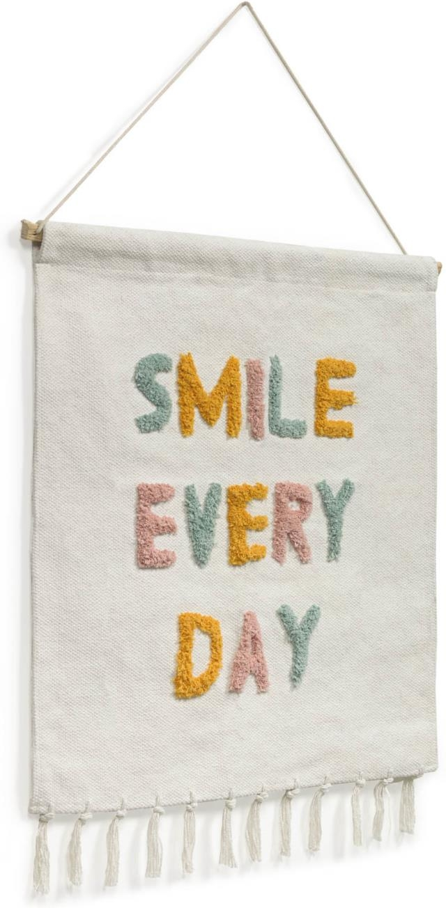 Vægophæng Kave Home Adelina   Flerfarvet Bomuldsvægdekoration Til Børneværelse Med Smile Every Day 52ã 60 Cm