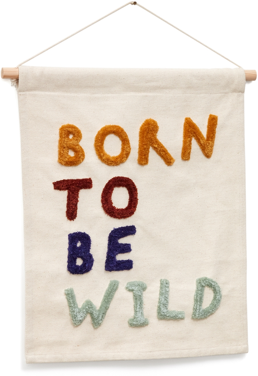 Vægophæng Kave Home Zelda Rustik Kolonial Flerfarvet Tekstil Bomuld Fyrretræ Born To Be Wild Bæredygtig Vægdekoration 40x50 Cm