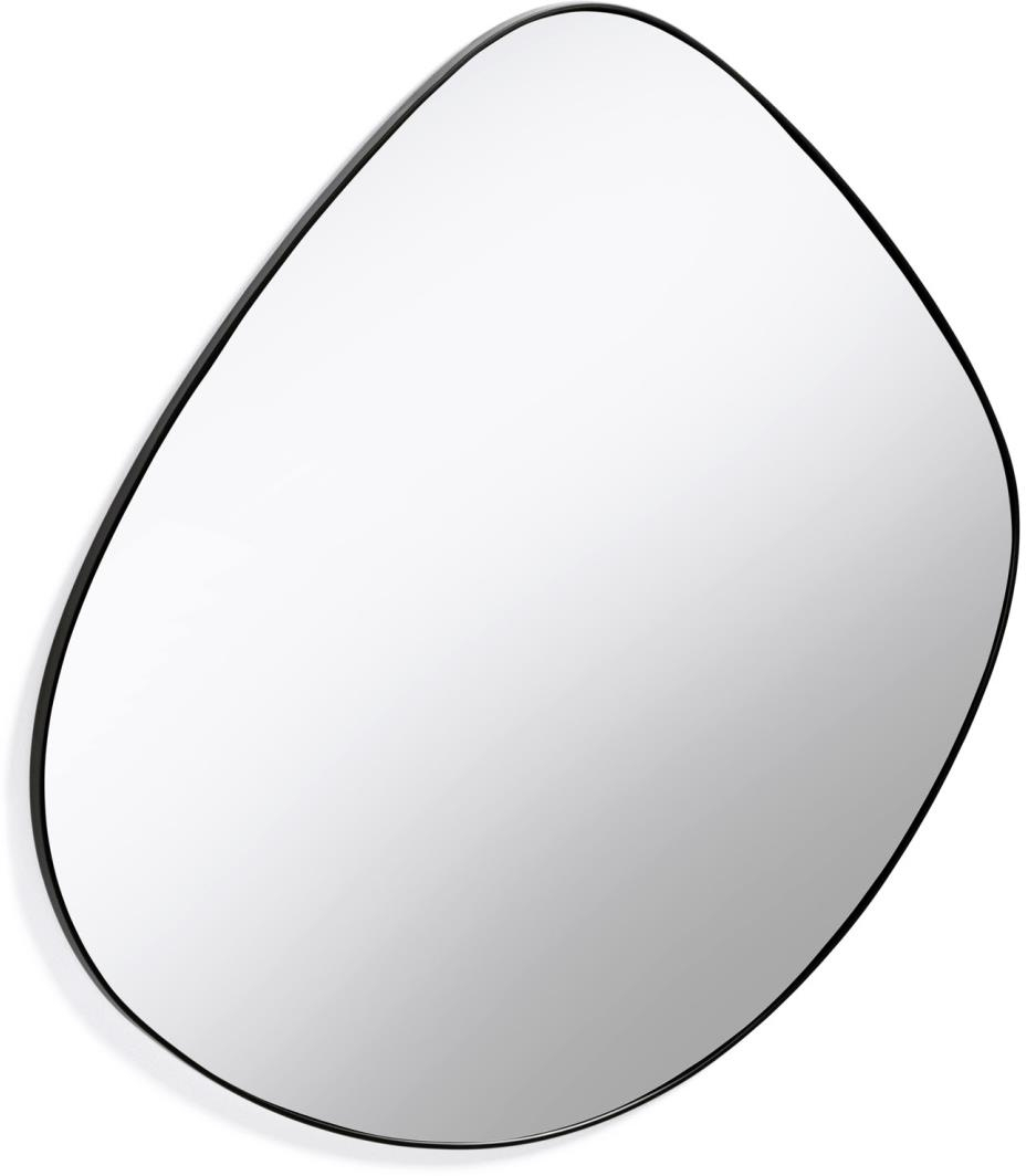 Vægspejl Kave Home Anera   Moderne Nordisk Asymmetrisk Sort Glasspejl 93ã 90 Cm