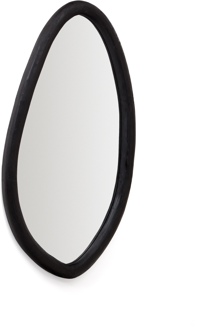 Vægspejl Kave Home Magrit Oval   Massivt Mungurtræ Sort H110   B60 Cm