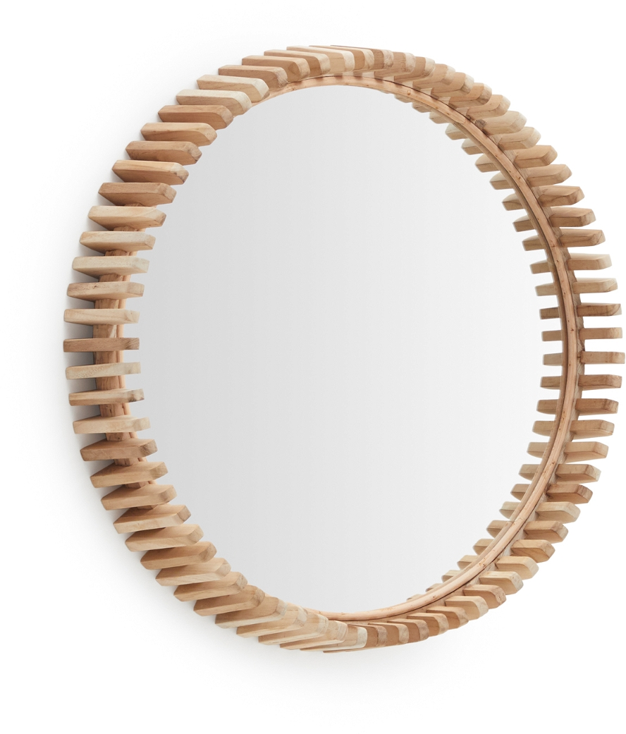 Vægspejl Kave Home Porter ø60 Cm Rund Teakramme Nordisk Design