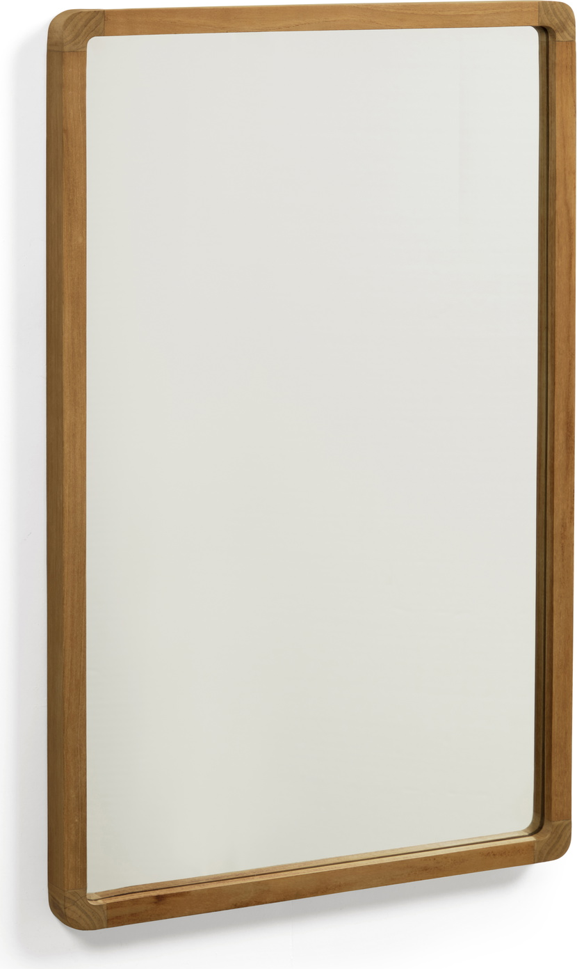 Vægspejl Kave Home Shamel Teakramme 70x45 Cm   Klassisk Moderne  Fugtbestandigt Badeværelsesspejl