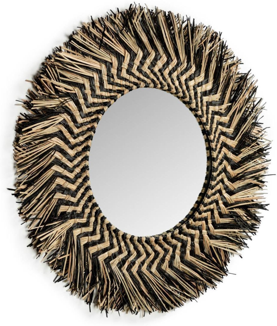 Vægspejl Kave Home Takashi Håndflettet Rattan 60x60 Cm  Rustik Kolonialstil