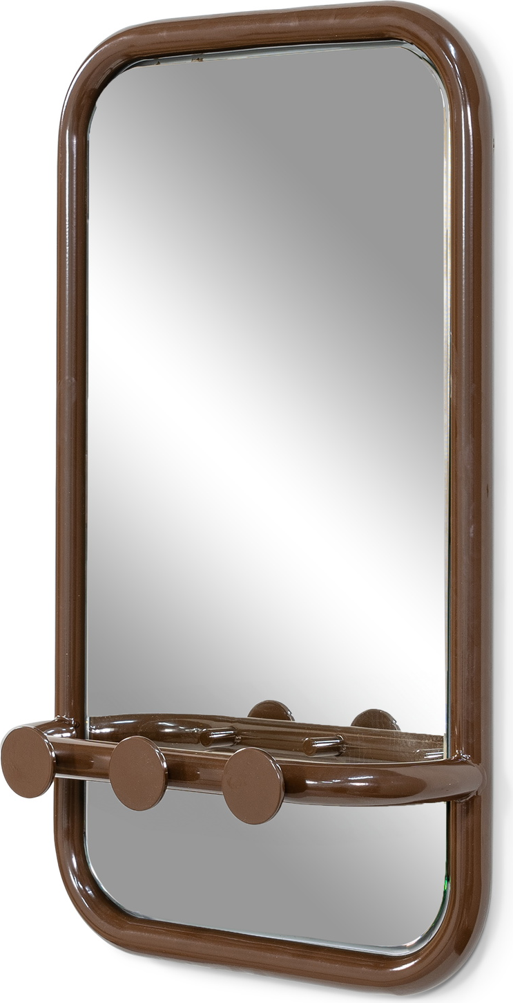Vægspejl Spinder Design Retro Med   Kroge Chokoladebrun Pulverlakeret Stål 60x35 Cm