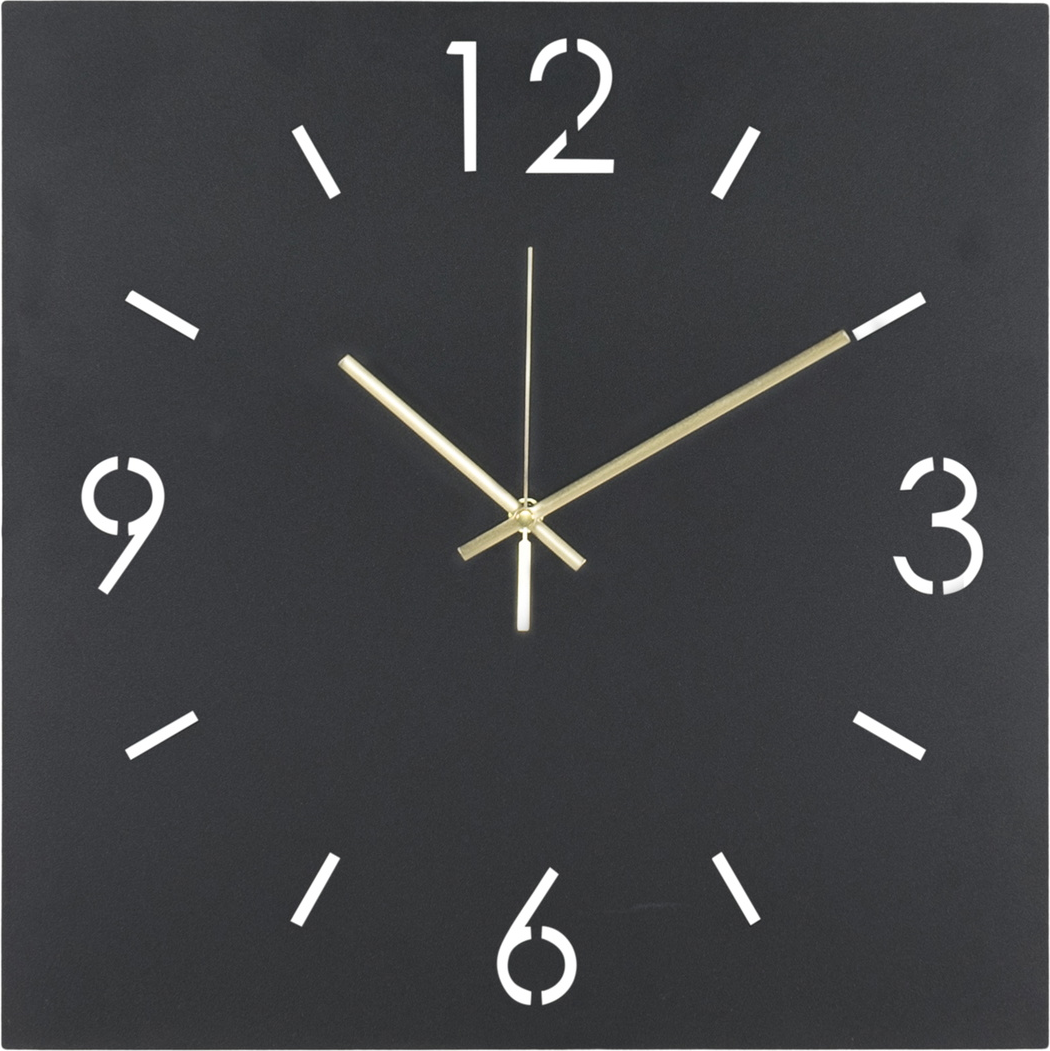 Vægur Vægklokke Spinder Design Time Kvadratisk 40ã 40ã   Cm Sort Pulverlakeret Stål Med Gyldne Visere