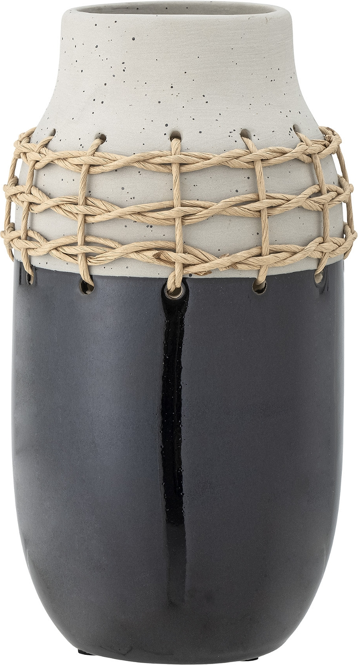 Elegant Sort Keramisk Vase med Reb fra Bloomingville