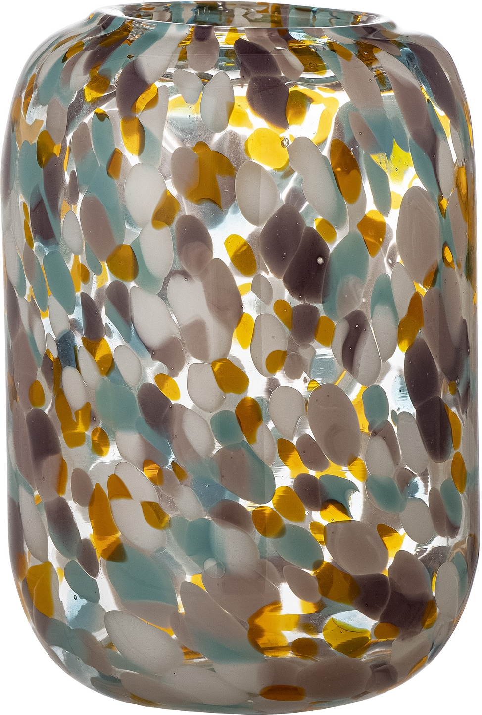 Vase Bloomingville Vidia i orange glas med mosaikmønster