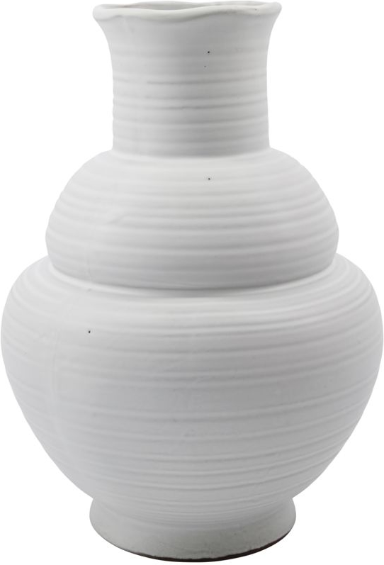 Vase House Doctor Liva Skulpturel Hvid Stentøj ø20   H29 Cm Håndlavet Reaktiv Glasur