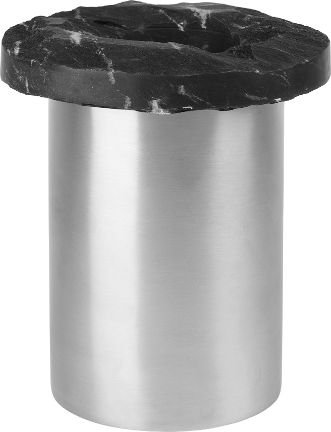 Vase Kristina Dam Rock   Sort Marmor Og Rustfrit Stål H32   B27   L27 Cm