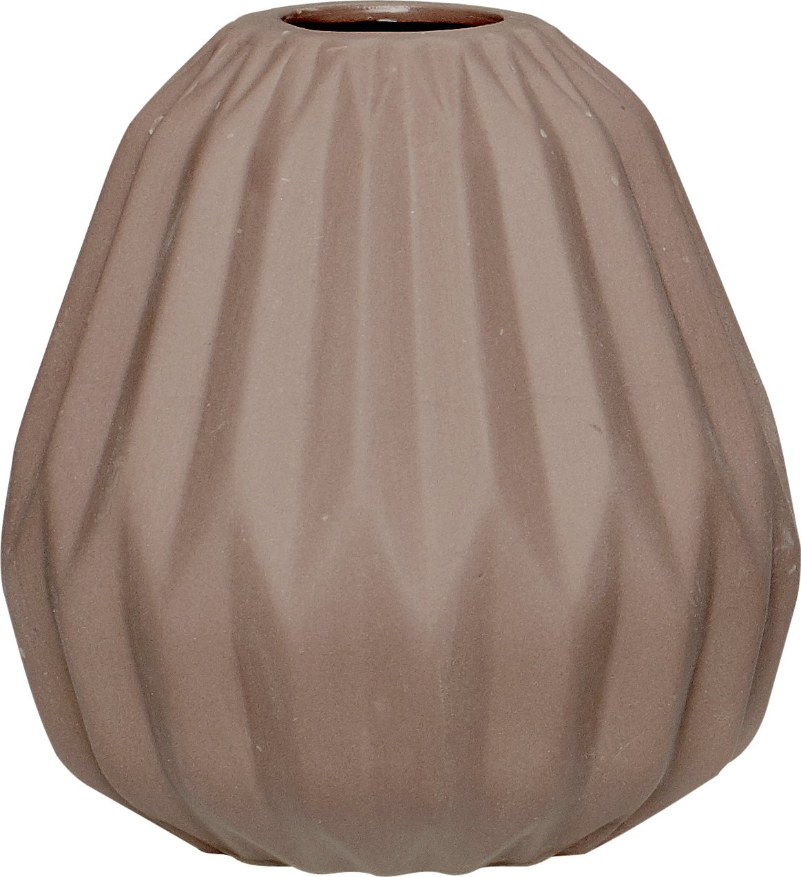 Vase Ya Fra Hübsch   Brun Porcelæn Med Rilledesign ø10xh11 Cm