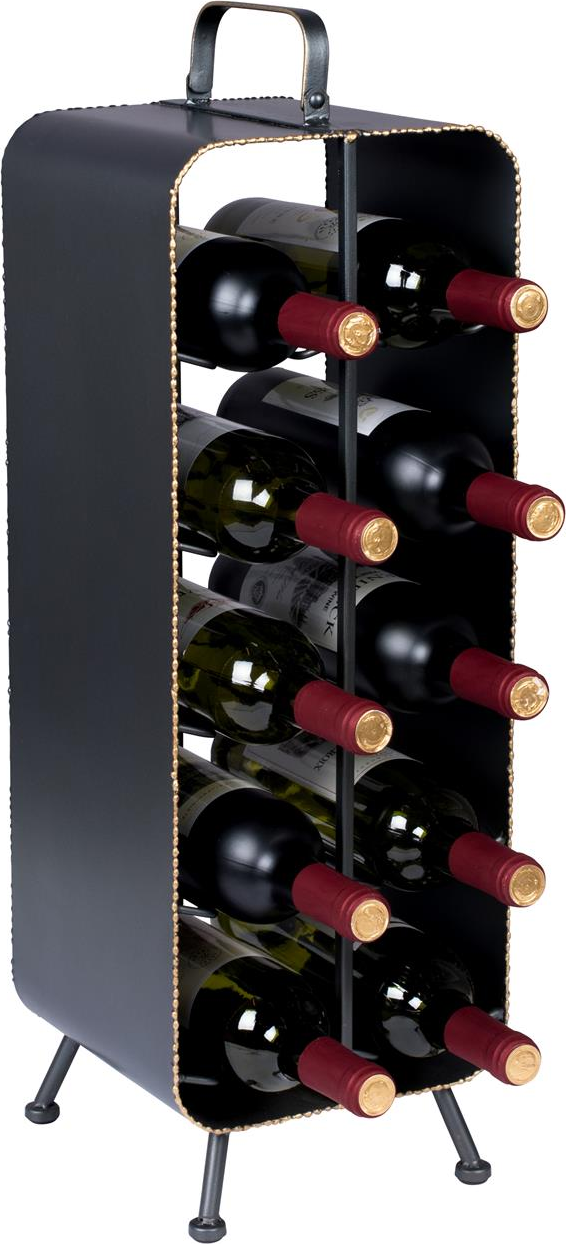 Vinskab Dutchbone Rack Antracit Pulverlakeret Jern Op Til 10 Flasker 68x22x22 Cm Industrielt Design