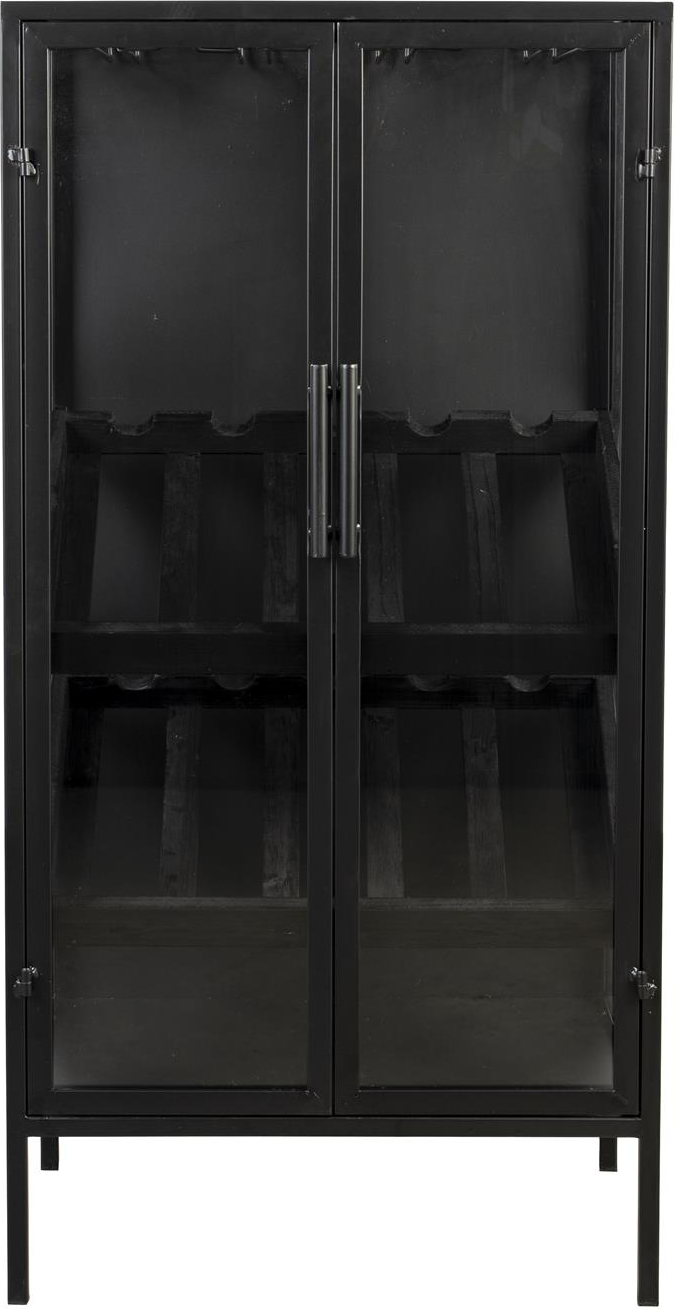 Vinskab Studio White Cabinet Antracit   10 Flasker  Glasophæng Til   Rækker  H103xb35xd52 Cm