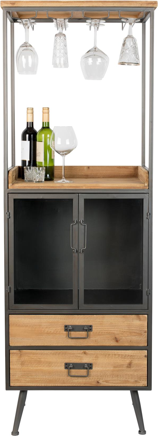 Vinskab Studio White Damian Vinreol Askegrå Grantræ Med Pulverlakeret Jern H171   B60   D40 Cm