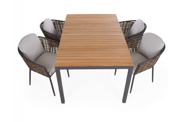 Vita Derby Havemøbelsæt 100x168 Cm Antracit Teak