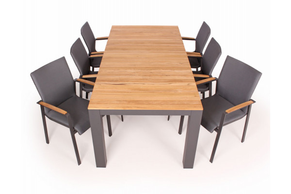 Vita Lea Havemøbelsæt   Udtræksbord 100x210 289 Cm Antracit Teak