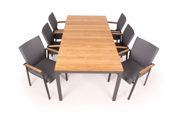Vita Lea Havemøbelsæt 100x208 Cm Antracit Teak