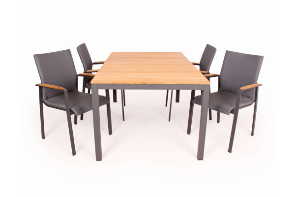 Vita Lea Havemøbelsæt 100x168 Cm Antracit Teak