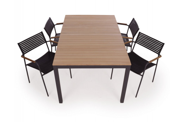 Vita Tika Air Havemøbelsæt 100x168 Cm Antracit Teak