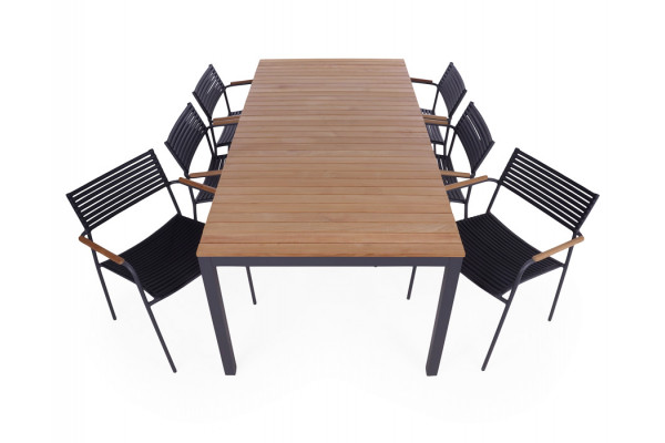 Vita Tika Air Havemøbelsæt 100x208 Cm Antracit Teak