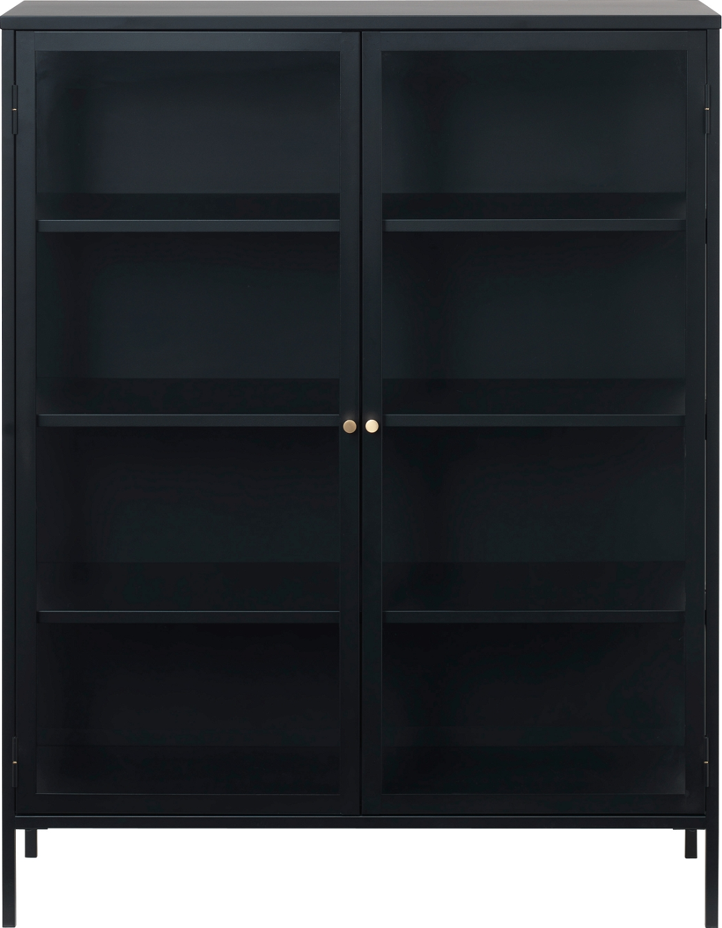 Vitrineskab Og Displayskab Nordique Design Carmel Sort Koldvalset Stål Med Hærdet Glas Justerbare Hylder H140ã B40ã D110 Cm