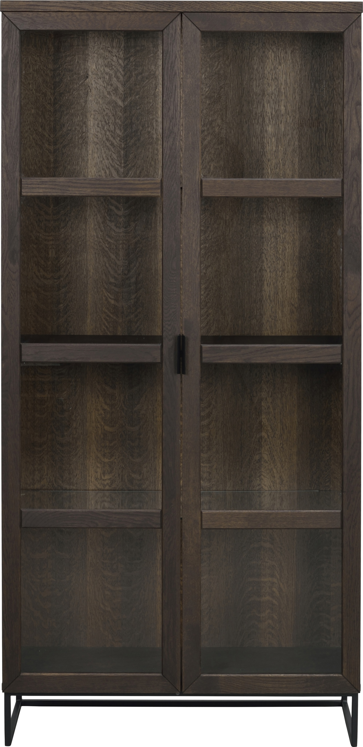 Vitrineskab Rowico Everett Udstillingsskab   Massiv Egetræ   Sort Pulverlakeret Metalstel 195x95x41 Cm Fsc-certificeret