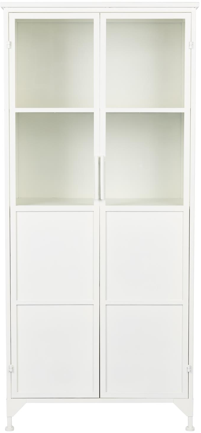 Vitrineskab Studio White Miya H150xb35xd68 Offwhite Pulverlakeret Jern Med Glas- Og Massive Døre