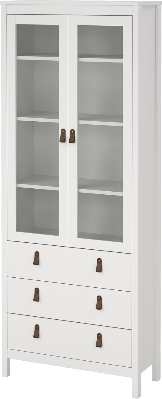 Vitrineskab Vesterholm Lunor Glasvitrine  Hvid    Glasdøre    Skuffer  Spånplade  H199ã B78ã D32 Cm  Fsc  Klar Til Vægmontering