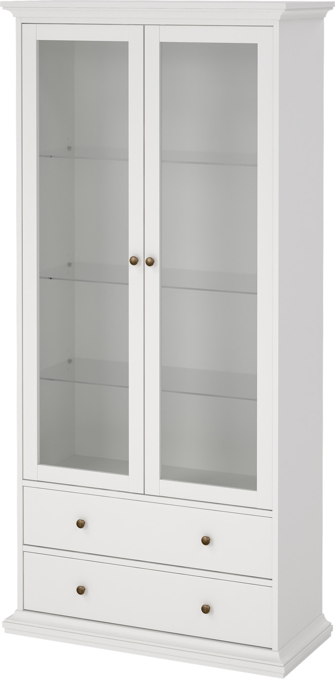 Vitrineskab Vesterholm Nora  Hvid    Glasdøre     Skuffer  H200ã B96ã D42 Cm  Fsc-spånplade
